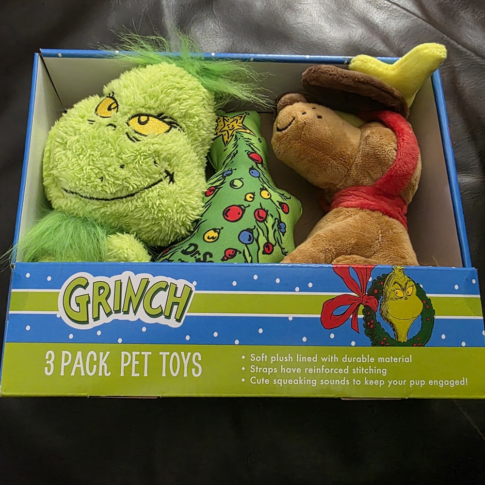 Grinch 3 Pack Pet Toys - Green and Brown